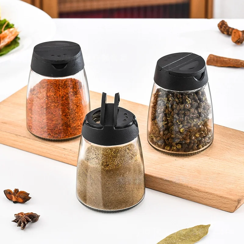 مساحيق توابل السكر الملح، حاوية بهار، زجاجة مزدوجة الوجه، غطاء فراشة، جرة توابل مقاومة للغبار، سعة كبيرة