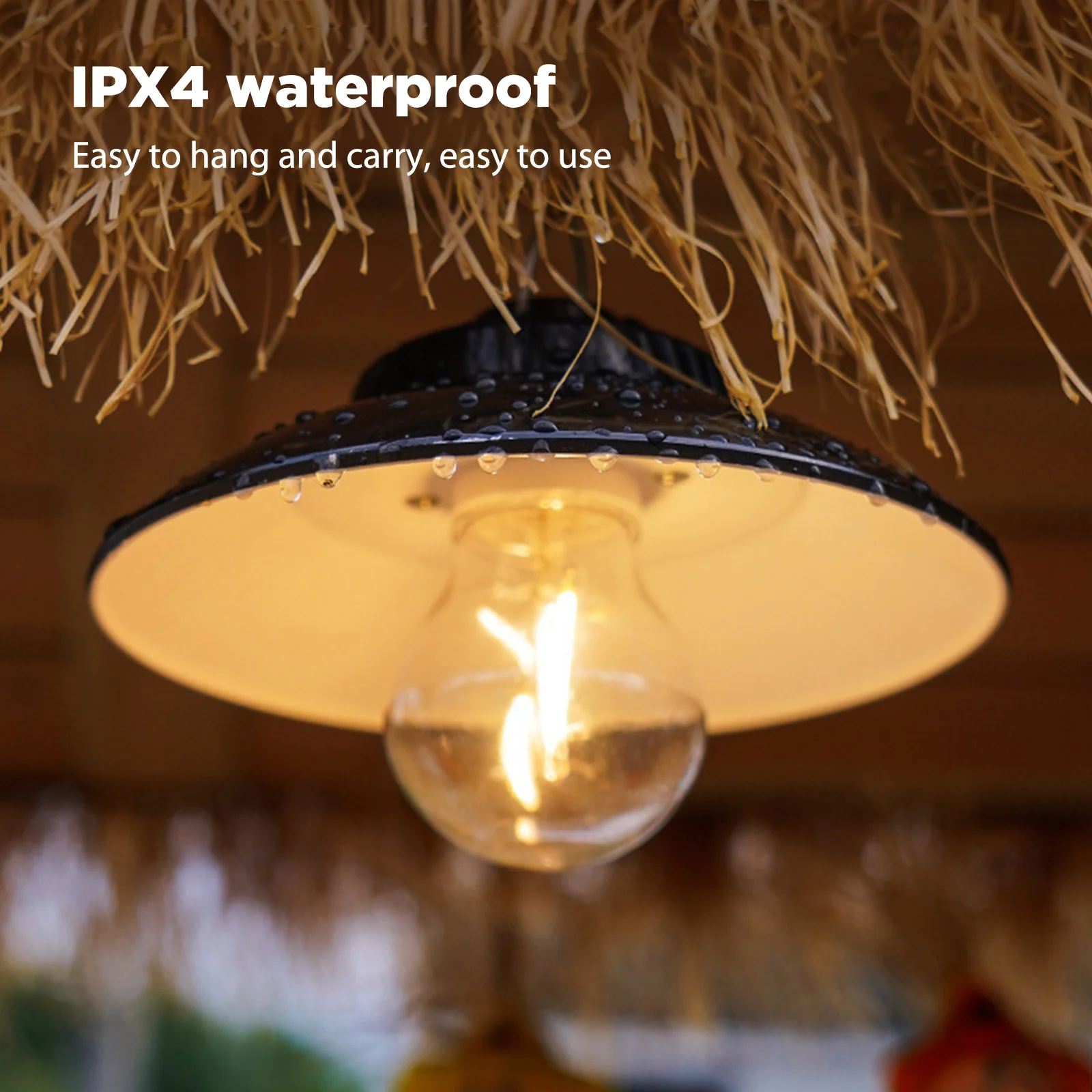 Lampada da tenda sospesa retrò Lampada da tenda da campeggio portatile ricaricabile tramite USB con gancio IPX4 impermeabile per escursioni all'aperto