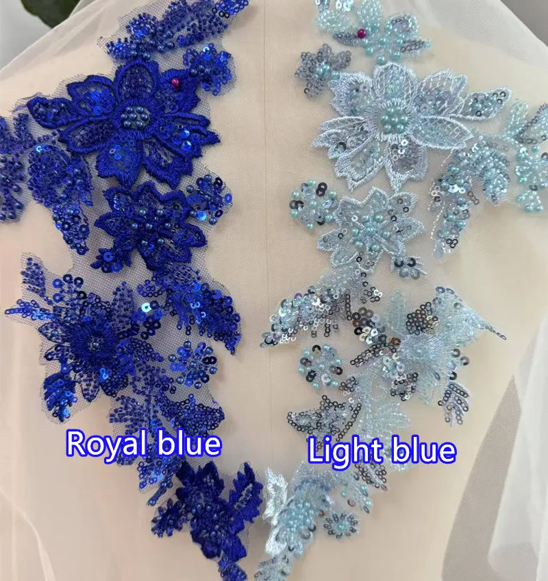 10PCS Embroidered Lace Applique Multi Colored Beaded Pearl Flower Sequins Handmade DIY Patch