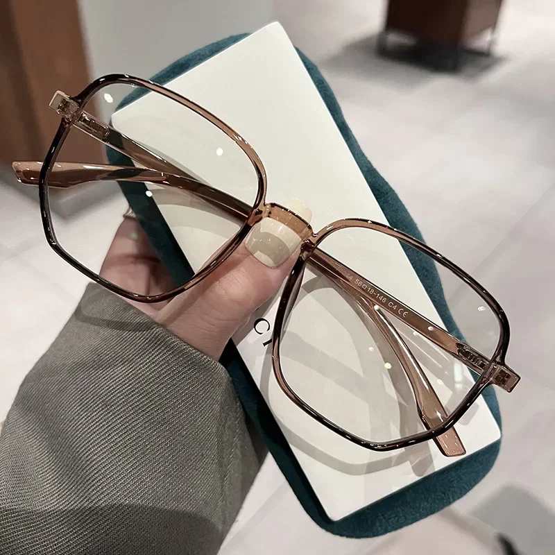 Ultra Light Myopia Glasses Men Women Minus Diopter Eyeglasses Trendy Large Size Square Frame Near Sight Eyewear 0 -1.0 1.5~4.0