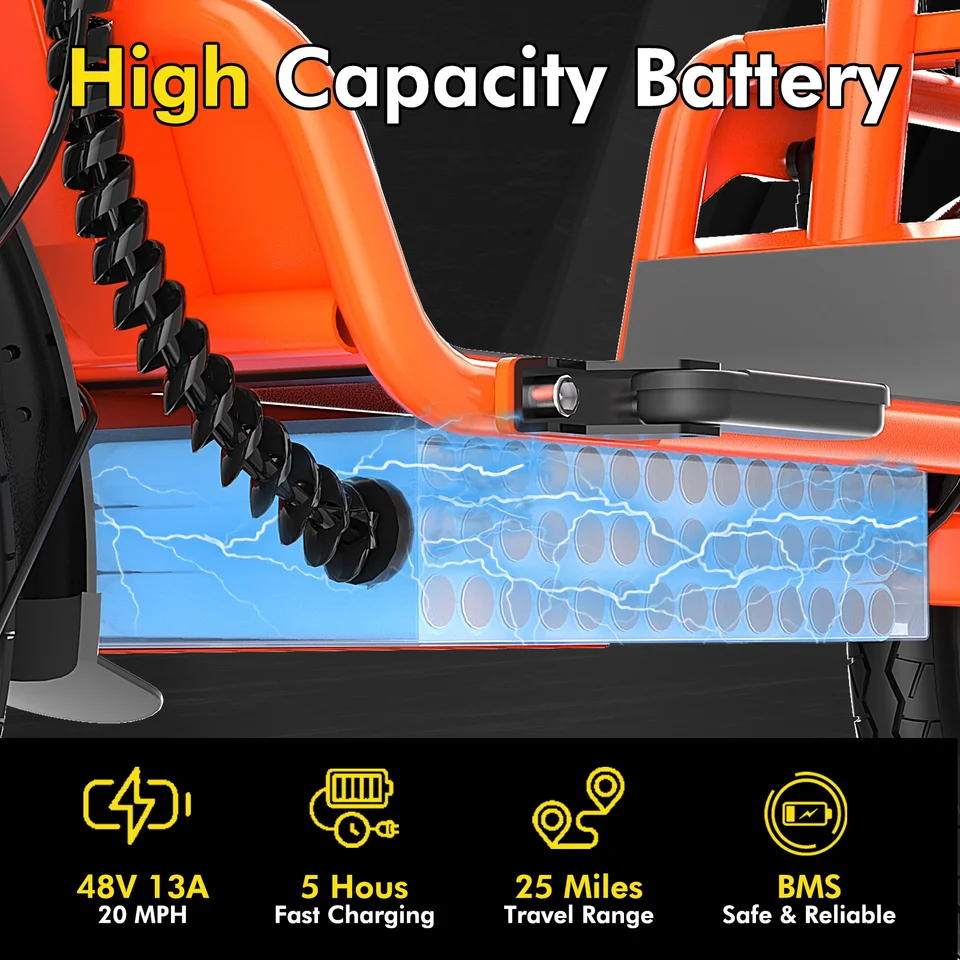 Bodywel T3 Electric Bike for Adults, 14“ Foldable E bike with seat 48V 10.4AH Battery Electric Bicycle T3 E Scooter image 5