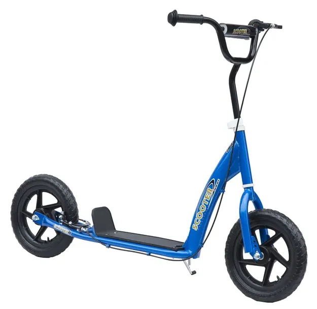 

HOMCOM Adjustable Height Kick Scooter for 5-12, Non-Slip Footplate, Big Wheels, Rear Brake, Blue