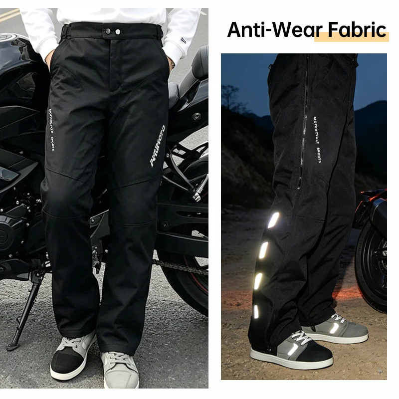 AMU P02 Quick-Dry Cycling Shorts - Windproof, Water-resistant, Warm, With Double-Zipper and Removable CE2 Protective Gear Inside