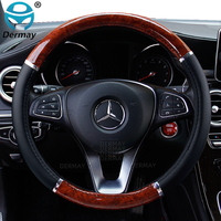 Universal Auto Car Steering Wheel Cover Mahogany Wood Leather Fit 37-38cm Wheel car Steer Wheel Covers Car interior decoration