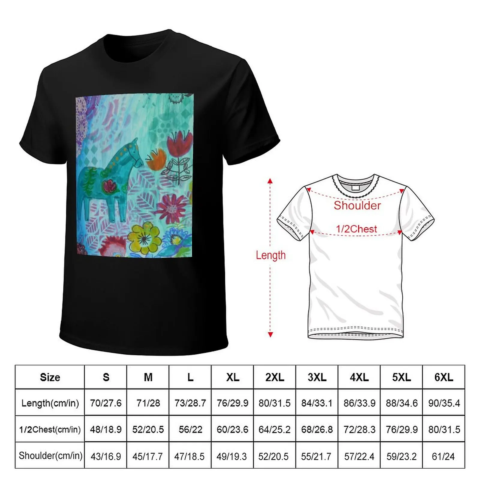 Dala horse T-Shirt Summer Casual Loose T-Shirt