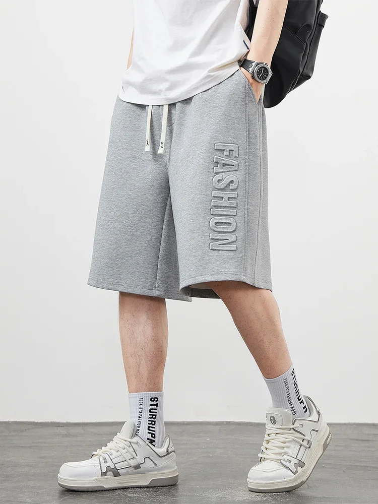 Men\'s Shorts Summer Clothes Fashion Letter Printed Casual Sweatpants Solid Color Loose Cotton Short Pants Male Straight Shorts