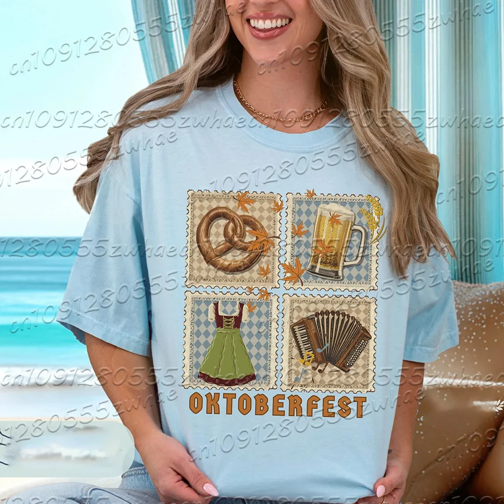 Beer Festival 2026 Graffiti Pattern T-shirt Beer Drinking Men's and Women's Shirts Germany October Autumn Beer Festival Top
