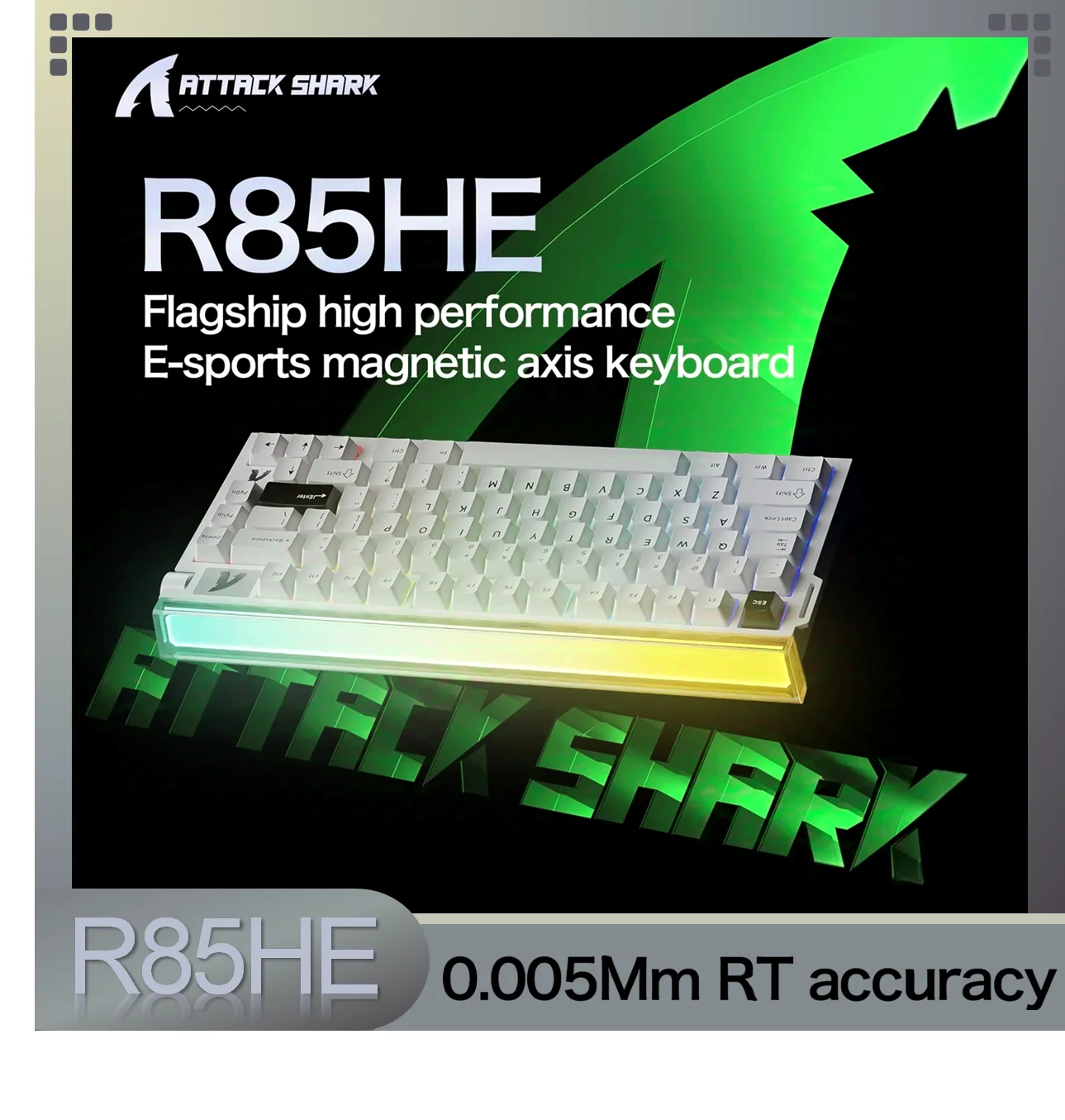 Tastiera da gioco cablata Attack Shark R85HE Tastiera meccanica ad asse magnetico 1600W RGB 8KHZ