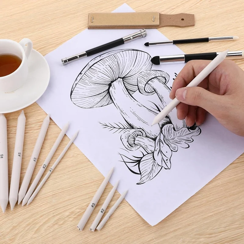 13PCS Blending Stump, Art Blenders with Blending Sponge Pens and Sandpaper Pencil Sharpener Blending Sticks for Drawing-ABHG - view 4