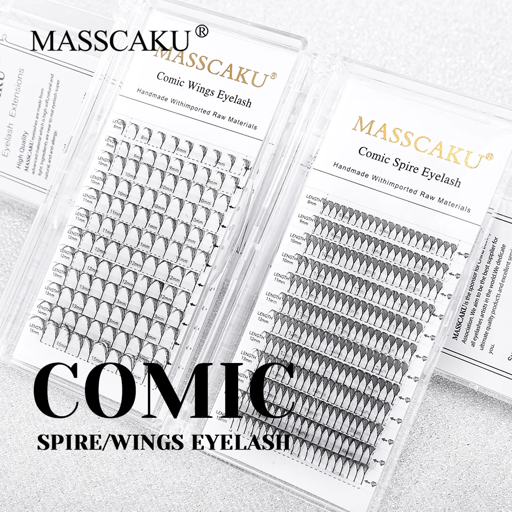 New Design MASSCAKU Fluffy Synthetic Hair Comic Wings Eyelash C/D Curl 0.05mm Lightweight Premium Velvet Fiber Manga Spire Lash
