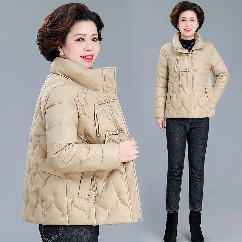 

Thiened Winter Jaet for Women ort Sle down Cotton Coat Warmth Faionable Straight Cut Polyester Blend Zipper Closure