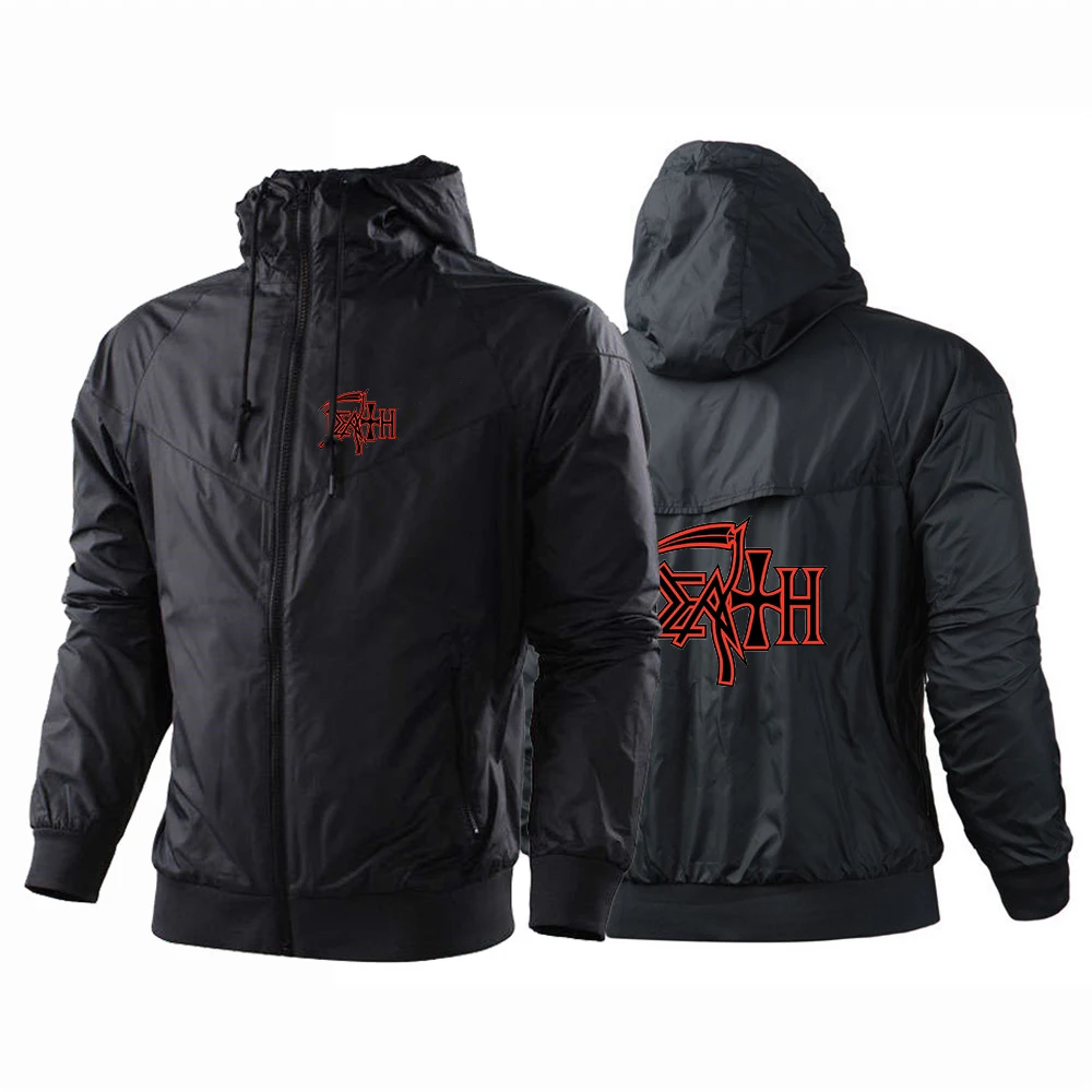 Death Rock Band Heavy Metal Printed Men's Casual Hooded Jacket Spring Autumn Windbreaker Harajuku Style Sportswear Zipper Coats