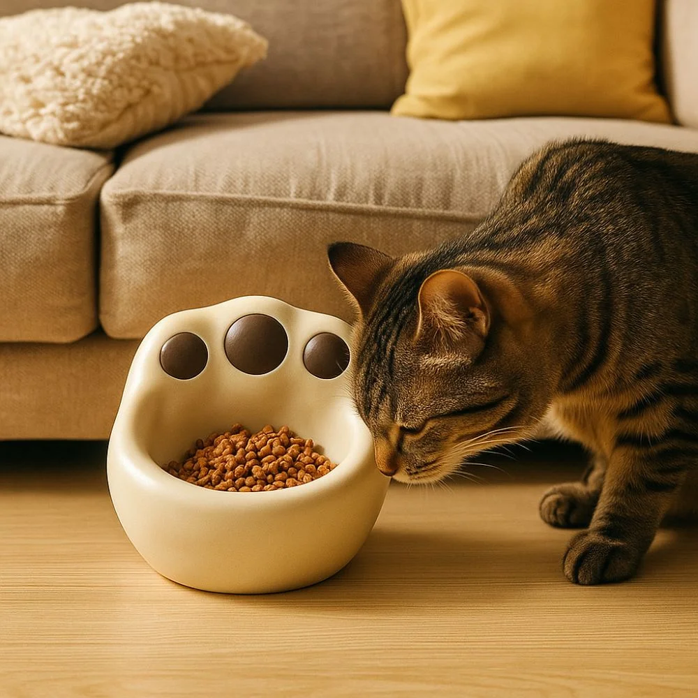 

Large Capacity Ceramic Cat Bowl Non-slip Anti Overturning Anti-tipping Bowl Frog Shape Cute Pet High Foot Bowl Pet Drinking