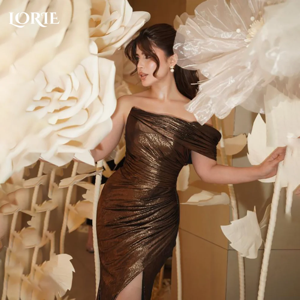 

LORIE Long Crepe Evening Dress Mermaid One Shoulder Shiny Bobycon Prom Dress Floor Length Party Gown Customized Brithdays Dress