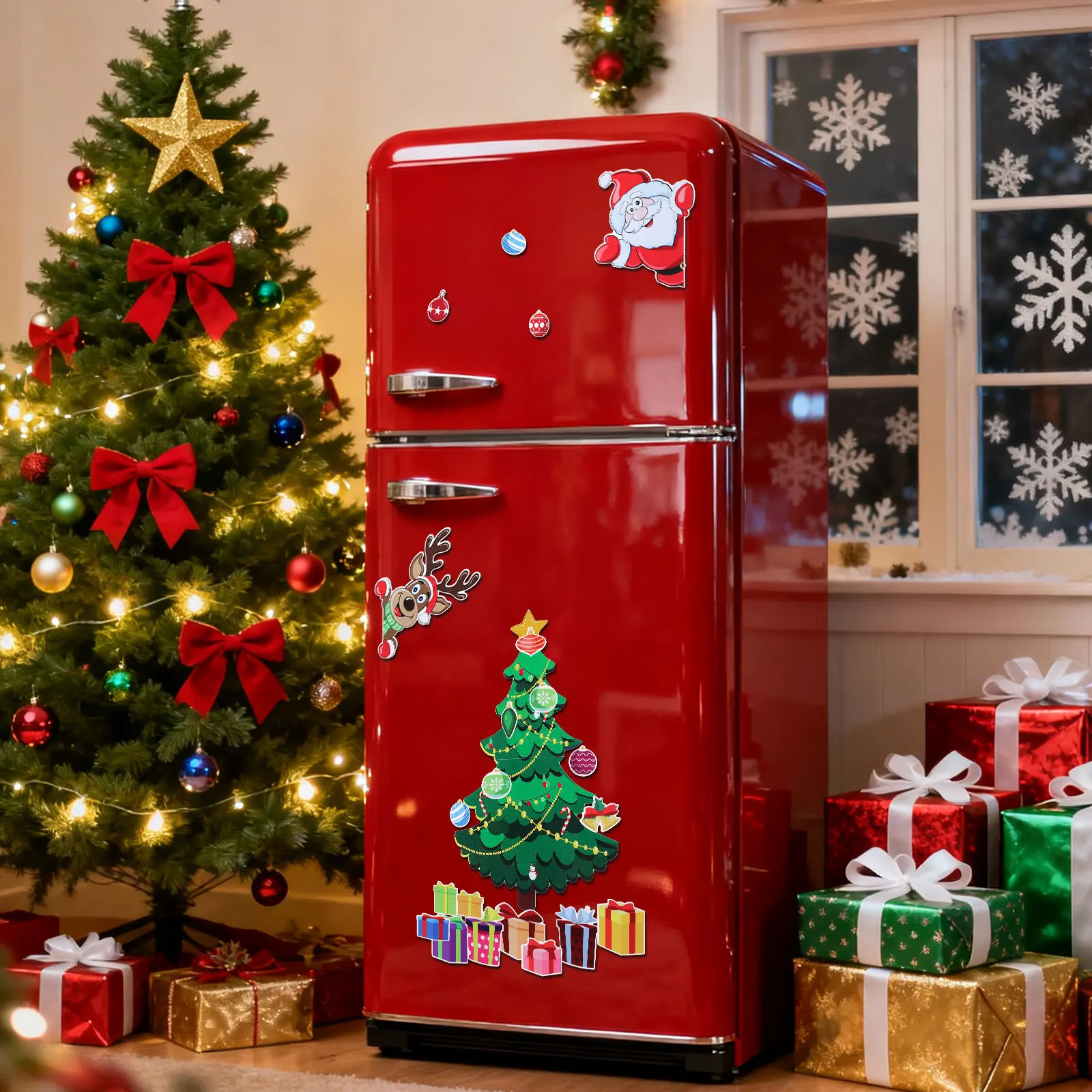 

Holiday Christmas Tree Refrigerator Magnet Stylish Magnetic Sticker for Fridge Garage Door Metal Surface Home Kitchen Xmas Decor