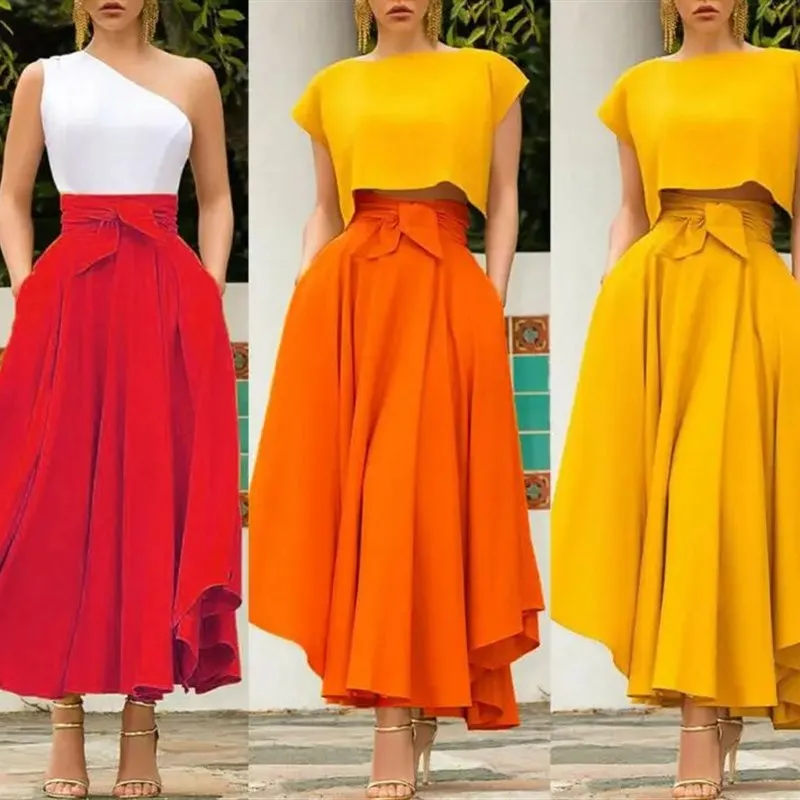 Ele faldas largas plisadas para mujer nueva Faion Creative Sle Lady ropa de noche corte recto A-Line silueta otro material