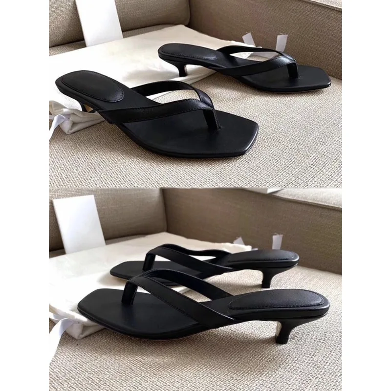 

Маленькие нишевые элитные черные босоножки для летней одежды, женские шлепанцы на высоком каблуке и узком каблуке, кошачьим каблуком и шлепанцы.