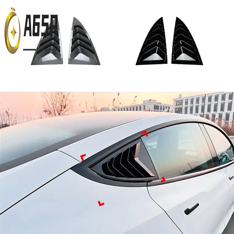 

A65P-For Tesla Model 3 Highland 2024+ Rear Side Window Louvers Air Vent Scoop Shades Cover Blinds Spoiler