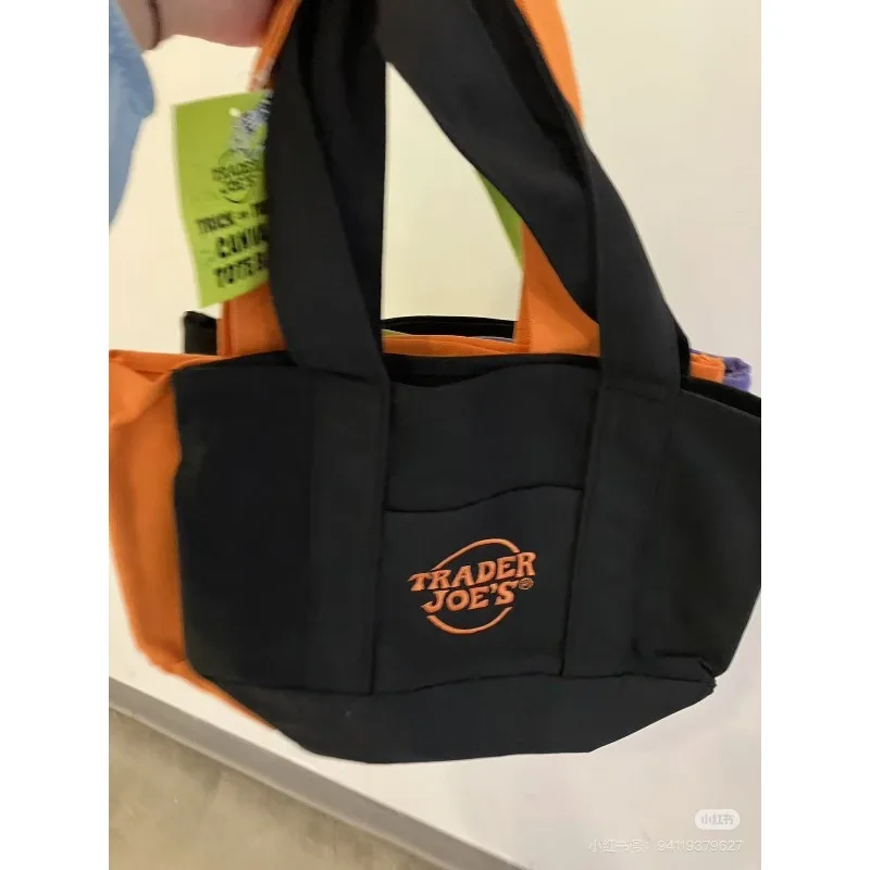 Kontrastfarbene Canvas-Handtasche, wiederverwendbare Einkaufstasche, Umweltschutz-Umhängetasche, Wickeltasche, Aufbewahrungstasche, Freizeittasche – Detail 21