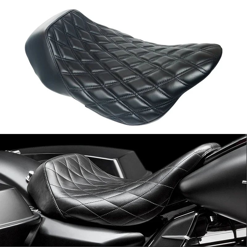 Motorcycle Stitched Low-Profile Sole Seat Driver Seat Backrest for Harley Touring Road King Street Glide 2009-2023