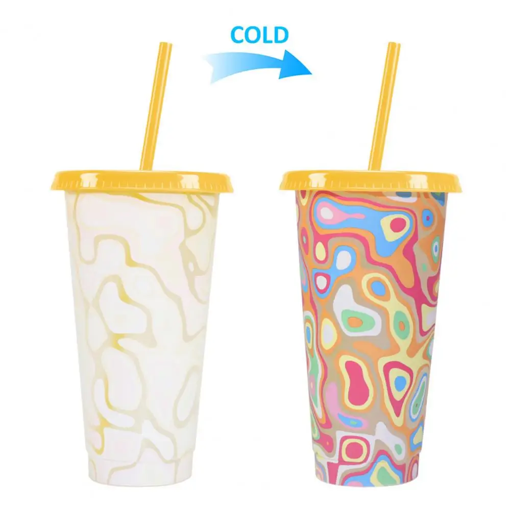 710ML Magic Color Changing Cups with Lids Straws Reusable Beverages Cups Leak-Proof Party Cups Ice Drink Cup Drinkware