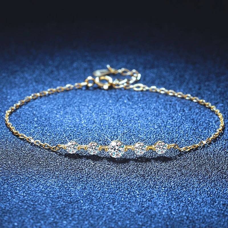 Cross border moissanite bracelet S925 silver bracelet, women's adjustable Korean version starry star bracelet, popular in foreig