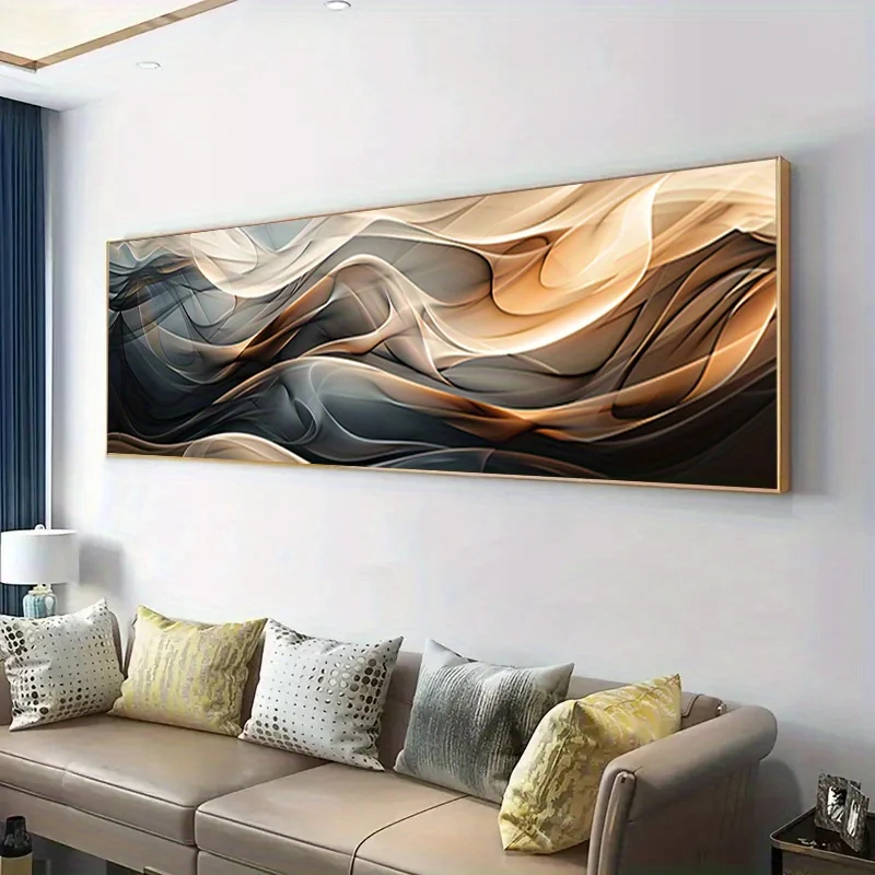 

1pc Frameless Modern Abstract Wave Art Canvas Poster, Cuadros No Frame, for Bedroom and Living Room Decoration Wall Art