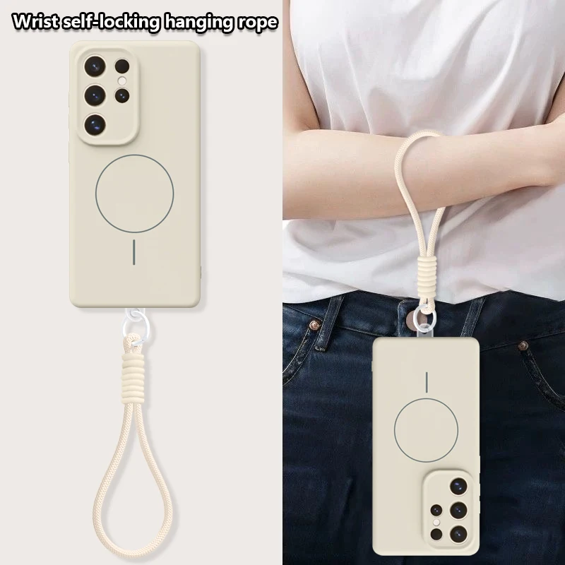 Liquid Silicone Magnetic Lanyard Phone Case For Samsung Galaxy S26 S25 S24 S23 S22 Ultra S26 Plus For Magsafe Shockproof Cover - view 4