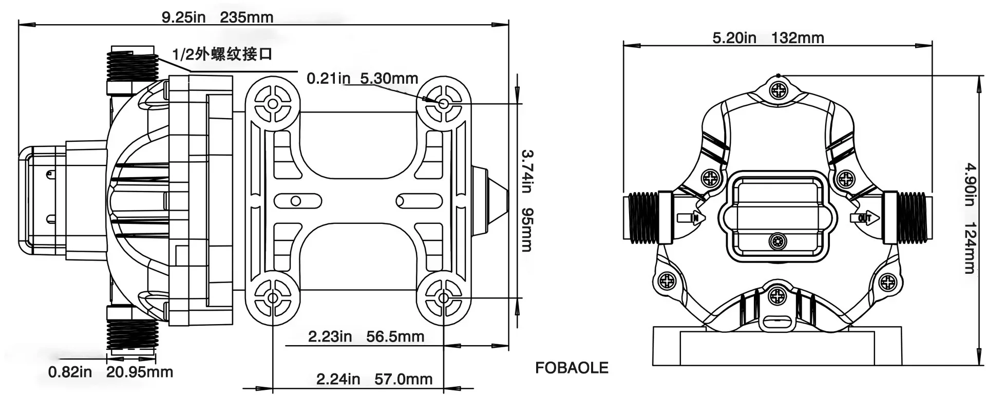 Pompa diafragma AC 115V semprot 11.6 liter, pompa yacht pompa dengan baterai mobil laut 230V