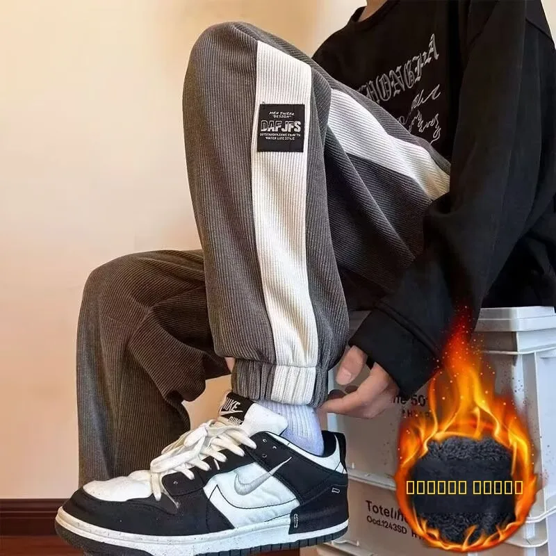 

Men's Thiened Fce Lined Corduroy Casual Pants Loose Fit Warm Outerwear Trendy Trousers Autumn Winter Faion Streetwear