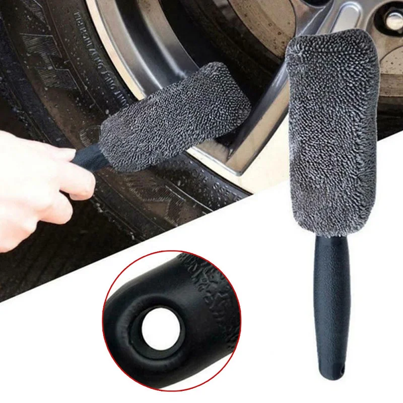 Cepillo de microfibra para lavado de coche, herramienta de limpieza de neumáticos, eliminador de polvo para llanta de maletero y motocicleta