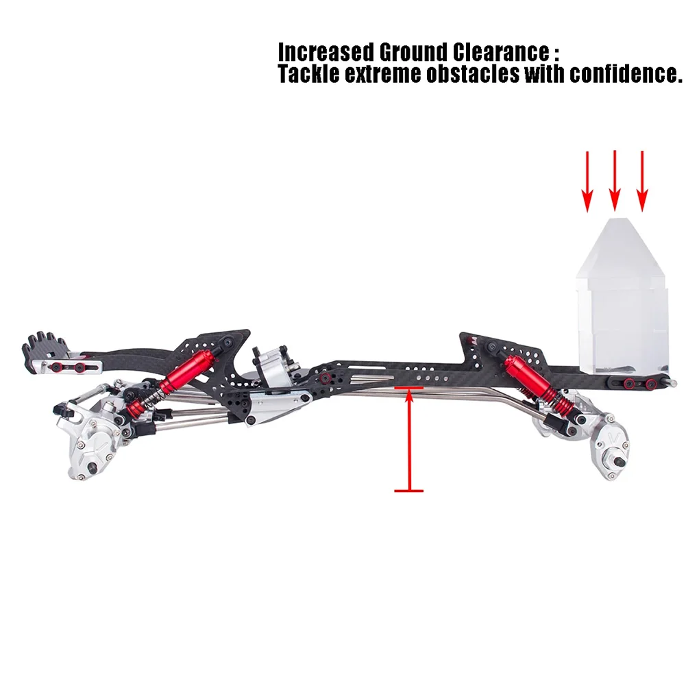 Kit de bricolaje sin montar con chasis LCG para 1/10 RC Crawlers SCX10 Capra VS4-10 con soporte Servo Skid Delrin Compatible con Gravi central bajo