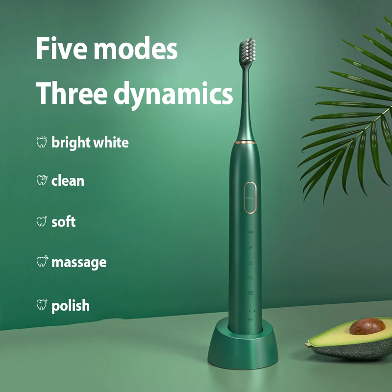 5Modes 15-Speed Adult Sonic Electric Toothbrush Ultrasonic Vibrator Whitening IPX7 Waterproof Inductive Charging