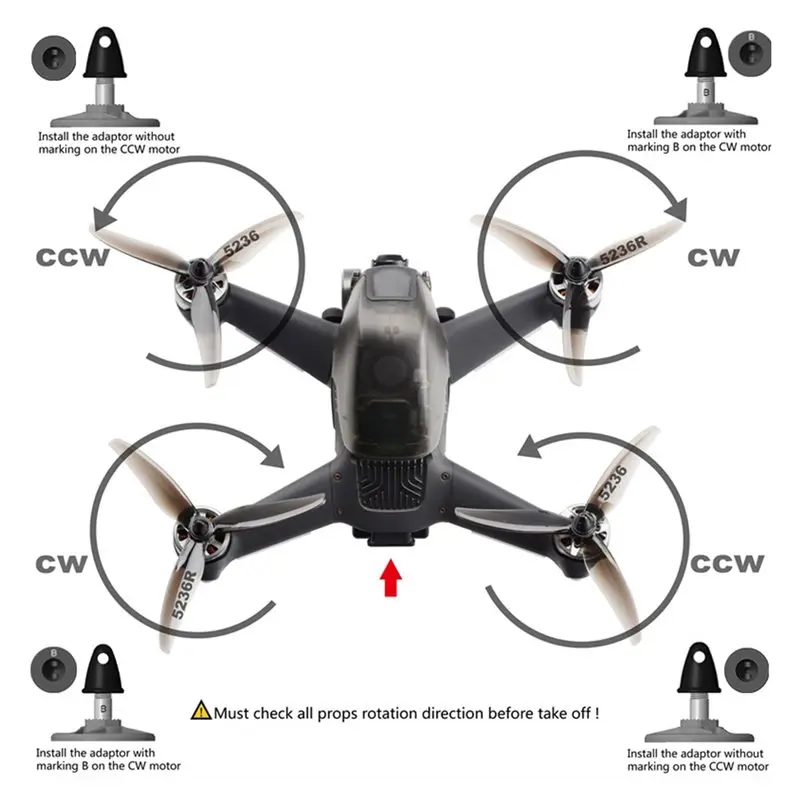 B50B-محول لوحة المحرك 4 قطعة قاعدة المروحة لـ DJI FPV كومبو الطائرة بدون طيار CW CCW حامل ملحقات المحركات