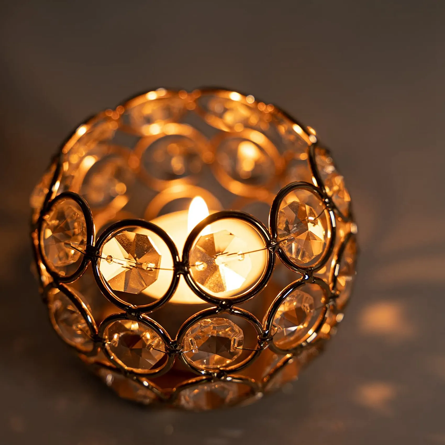 Gold Crystal Candle Holders Set Of 4 Round Votive Tea Light Candle Holder Bulk For Wedding Party Home Decor