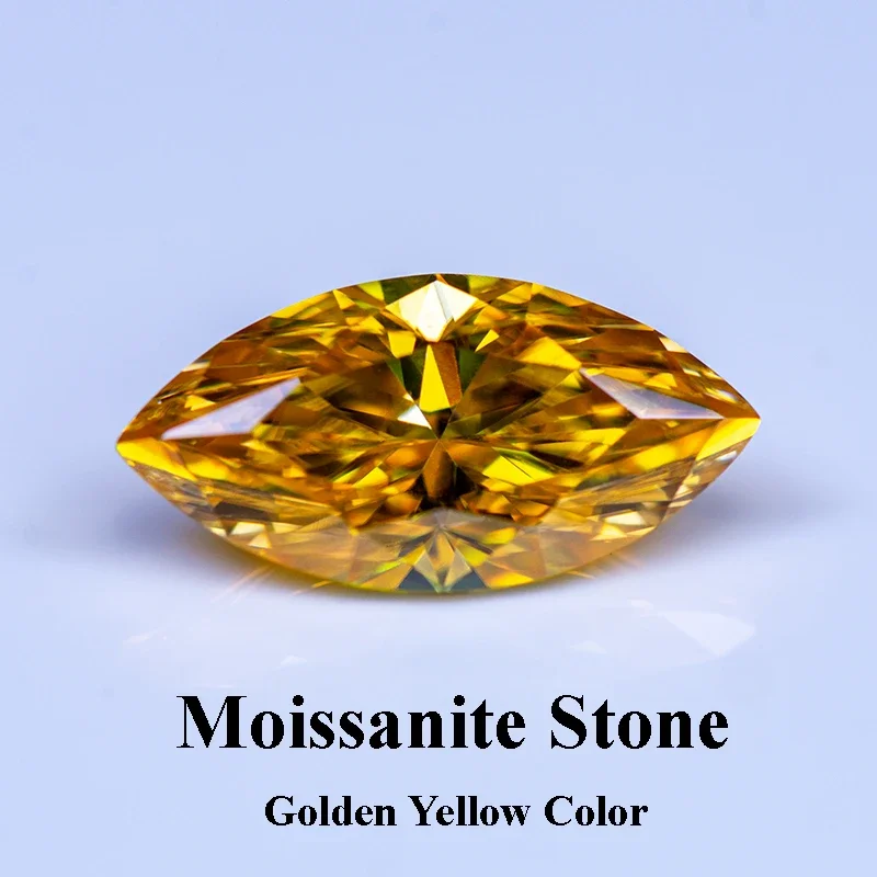 

Moissanite Stone Marquise Cut Gemstone Golden Yellow Color Lab Grown Diamond Charms Woman Jewelry Making with GRA Certificate