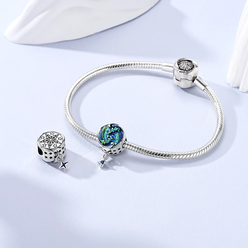 New 925 Sterling Silver Cosmic Nebula Charms Beads For Women Fit Original Bracelet DIY Birthday Jewelry Gifts