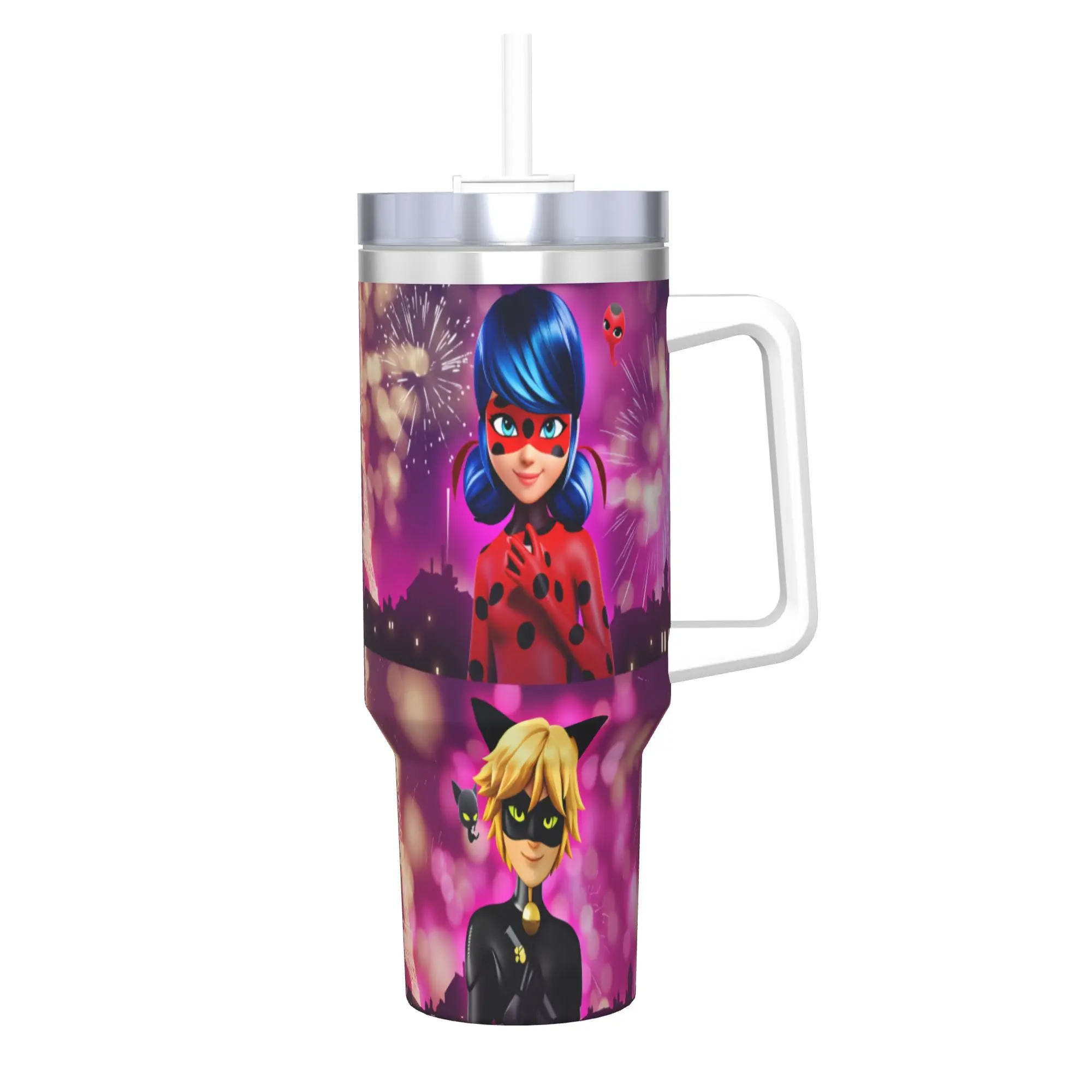 

Stainless Steel Tumbler M-Miraculous Ladybugs Thermal Mug Insulated Hot Drinks Car Mugs Camping Graphic Water Bottle