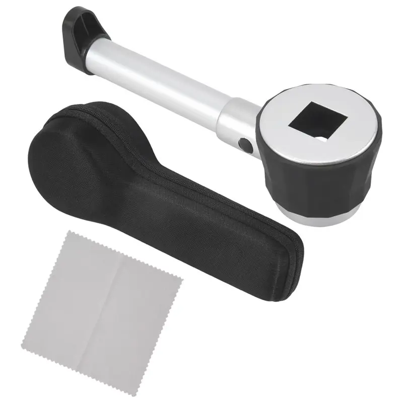 [NEWA08R】 Handheld 45X Folding Linen Tester Metal Magnifiers Cloth Thread Counter Magnifier Magnifying Glass With Light Calibrat