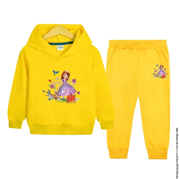 Quality Kids Hoodie  Sofia Princess Sweatshirt Top + Pants 2Pcs Jacket Boys Girls Preschool 1-9 Years Sunshine Athleisure Set