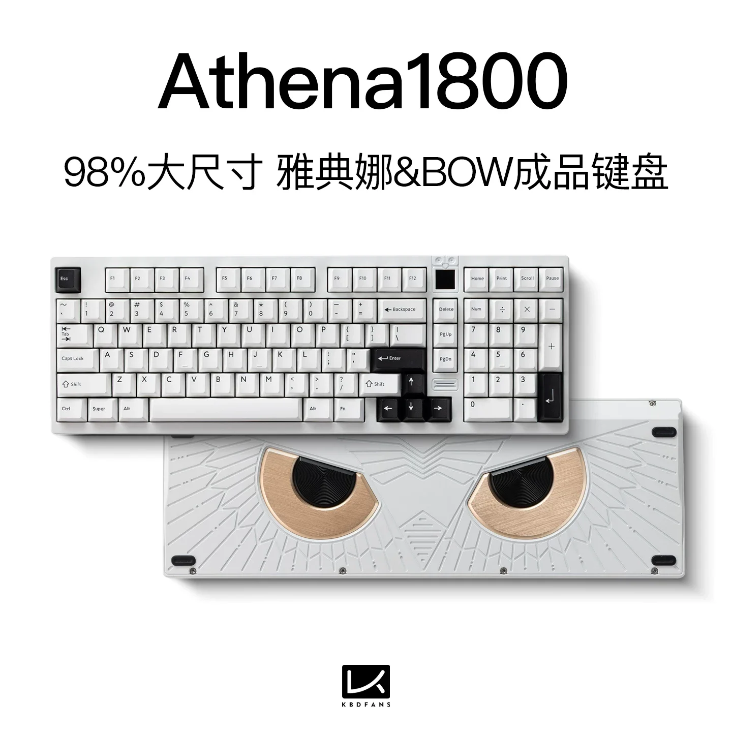 Teclado Mecânico Gamer Athena 1800 com Fio, Layout 100%, Hot-Swappable, Case de Alumínio CNC, Retroiluminação RGB, OLED Pré-montado