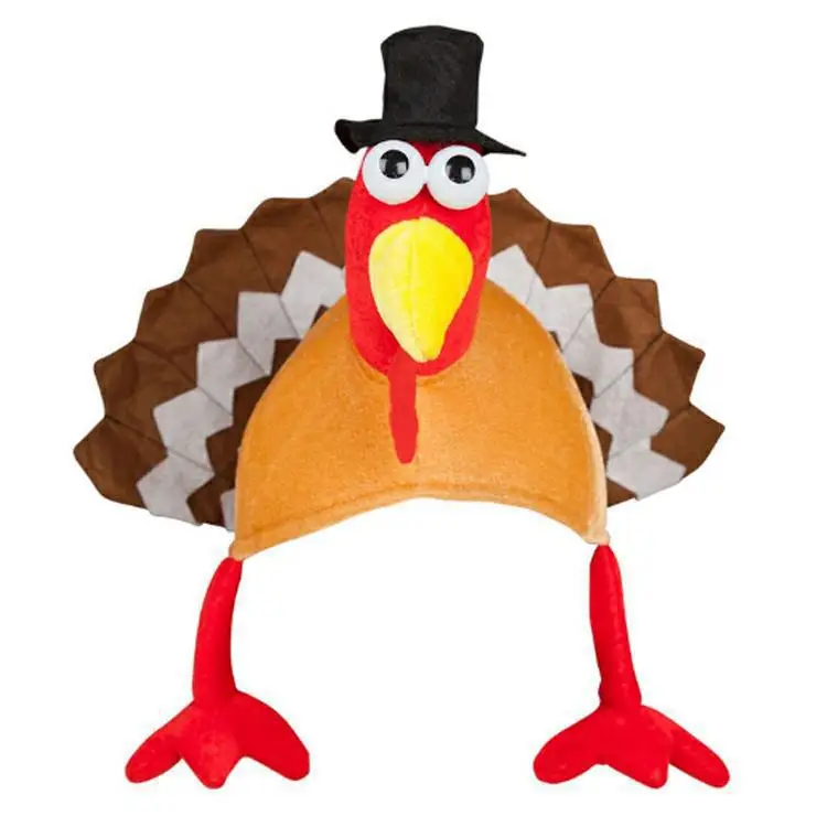 Thanksgiving Masquerade Hat Nose Polyworm Turkey Hat Internet Celebrity Gold Velvet Chicken Leg Hat Glasses Headband Cover