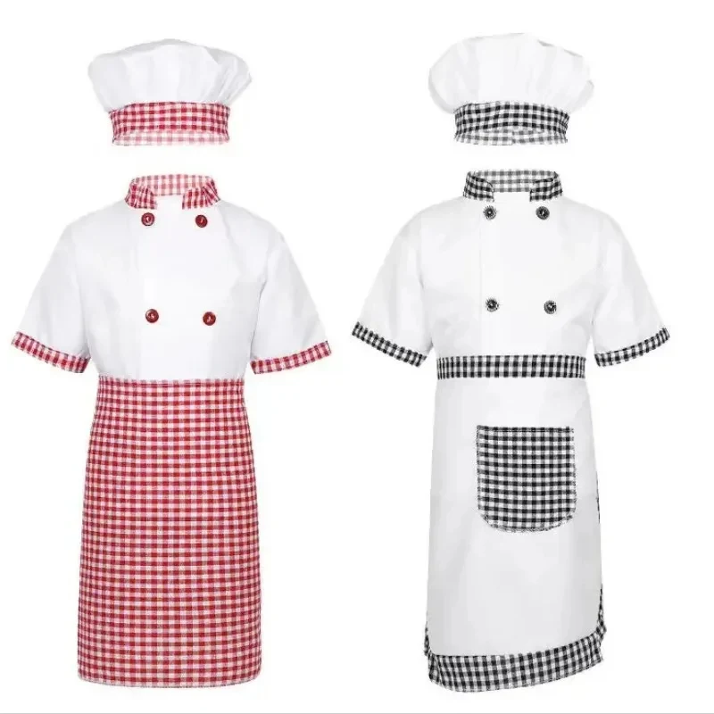 ♛2026♛ Kids Cook Tshirt Chef Uniform Children Kitchen Hat Cap Work Jackets Restaurant Halloween Performance Stage Party Cosplay❤ view 3