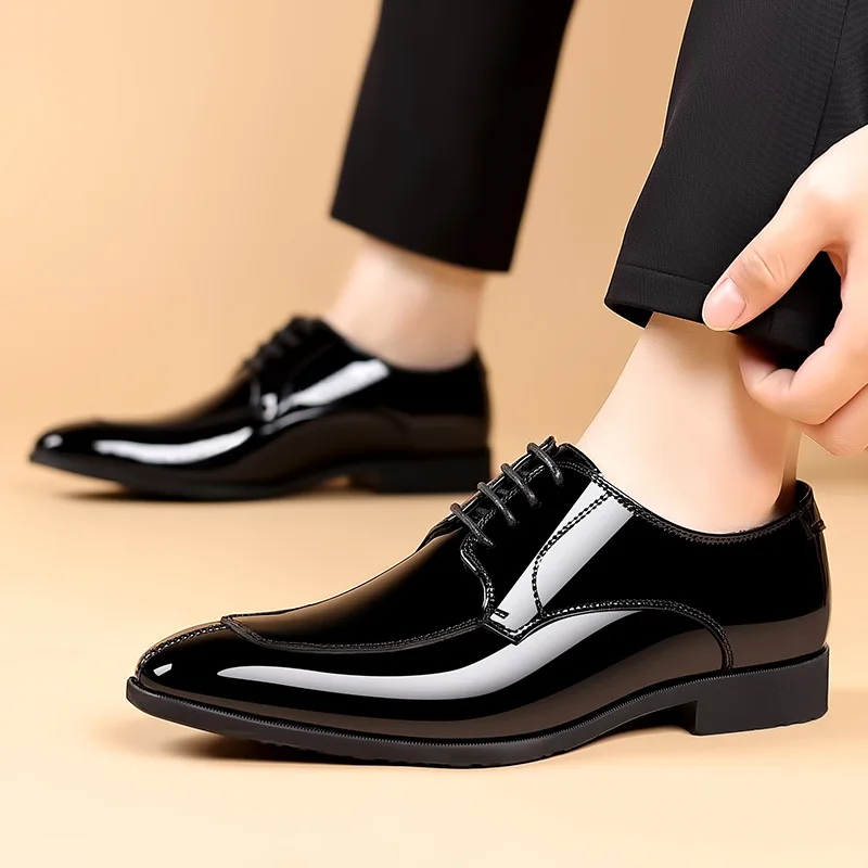 Business Men's Dress Shoes Patent Leather Trend Mens Party Shoe Soft Sole Casual Shoes Plus Size 38-48 Men Shoes High Quality
