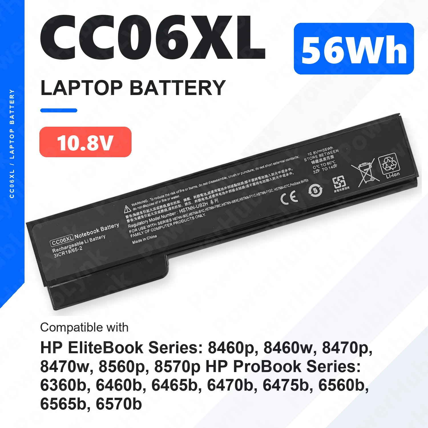CC06XL 10.8V 56Wh Laptop Battery For HP ProBook 6360b 6460b 6560b 6470b EliteBook 8460p 8460w CA06XL QK642AA