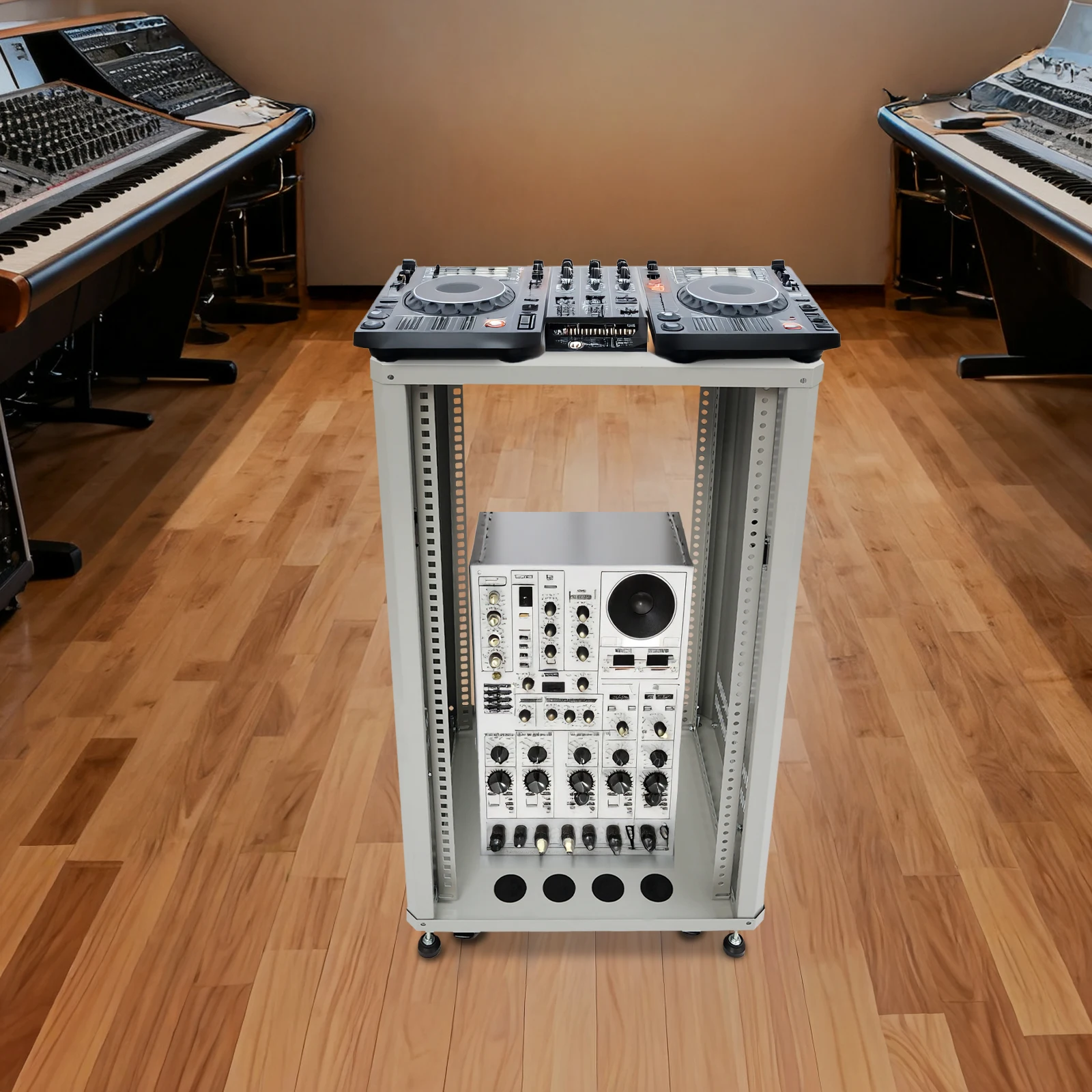 Supporto per mixer DJ con rotelle Rack per server e stereo 22U con ruote Rack a telaio aperto per montaggio audio video