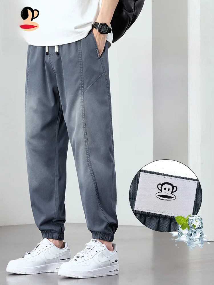 

Летние тонкие свободные мужские повседневные брюки Paul Frank в американском стиле, свободные брюки-шаровары с манжетами, повседневные свободные молодежные брюки