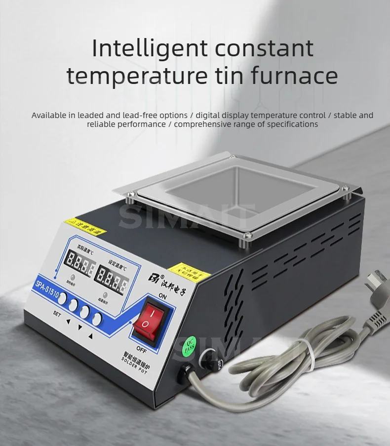 Lead-Free Constant Temperature Soldering Pot Rectangular Tin Dipping Furnace for PCB & Wire Tinning
