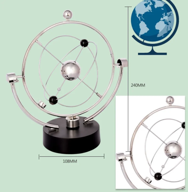 Rotation Perpetual Motion Swing Celestial Globe Newton Pendulum Model Kinetic Orbital Revolving Toy Home Decor Craft Ornament