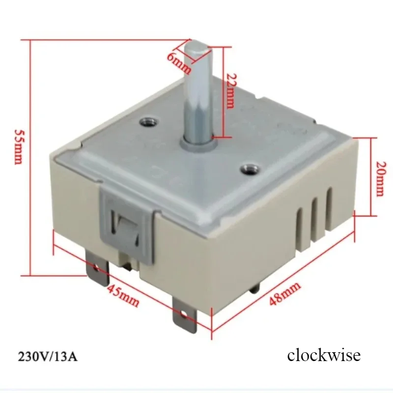 1PCS 230V 13A Range Oven Stove Single Energy Regulator Cooktop Control Switch Electric Range Infinite Switch